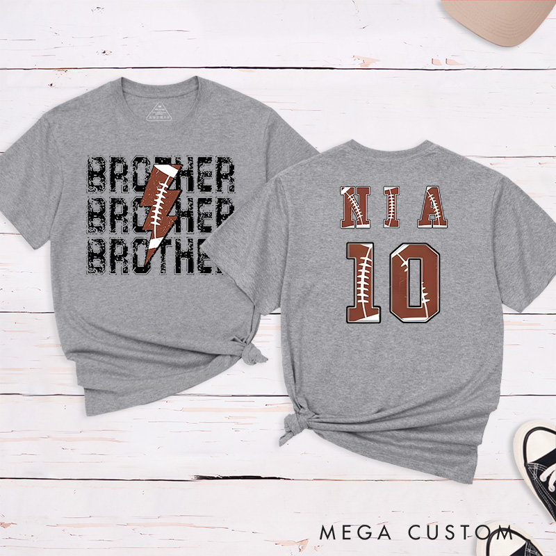 Personalized American Football and Rugby Brother T-Shirts with Custom Name and Number