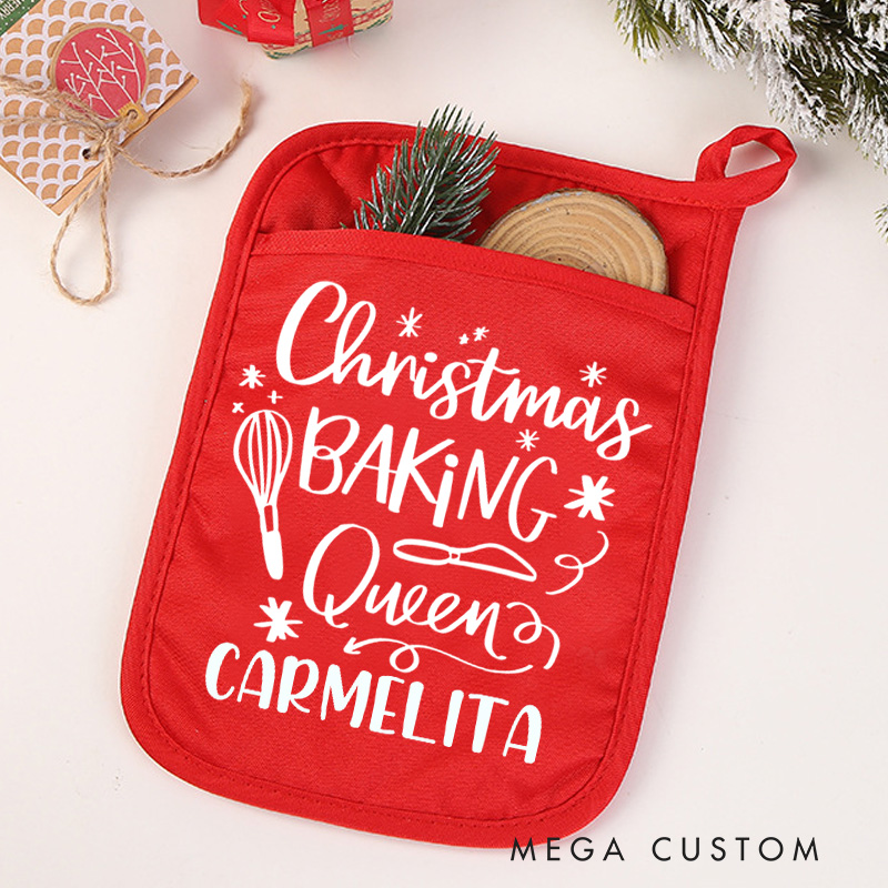 Personalized Christmas Baking Queen Pot Holders Custom Baking Potholder with Name Baking Lovers Gift for Baker Gift Christmas Gift