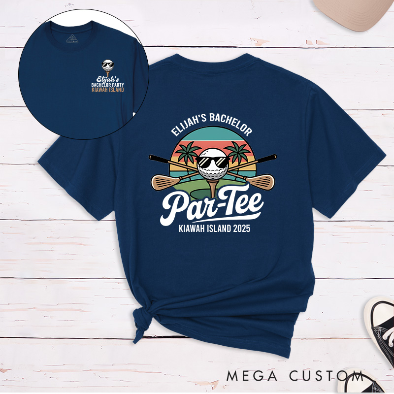 Personalized Golf Bachelor Party T-Shirt with Custom Name Location and Year Unique Gift for Golf Lovers
