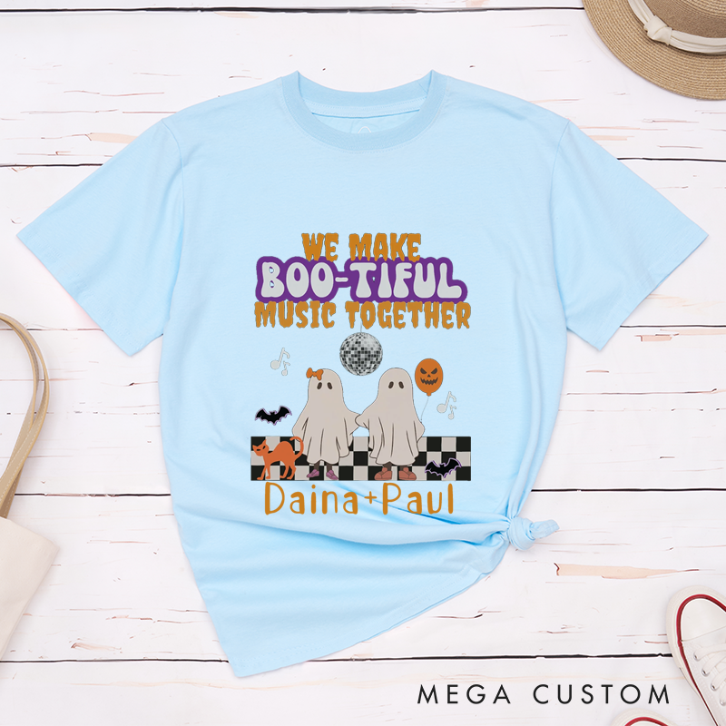 Personalized Humor We Make Boo-Tiful Music Together Ghosts Halloween Couple Matching T-Shirt