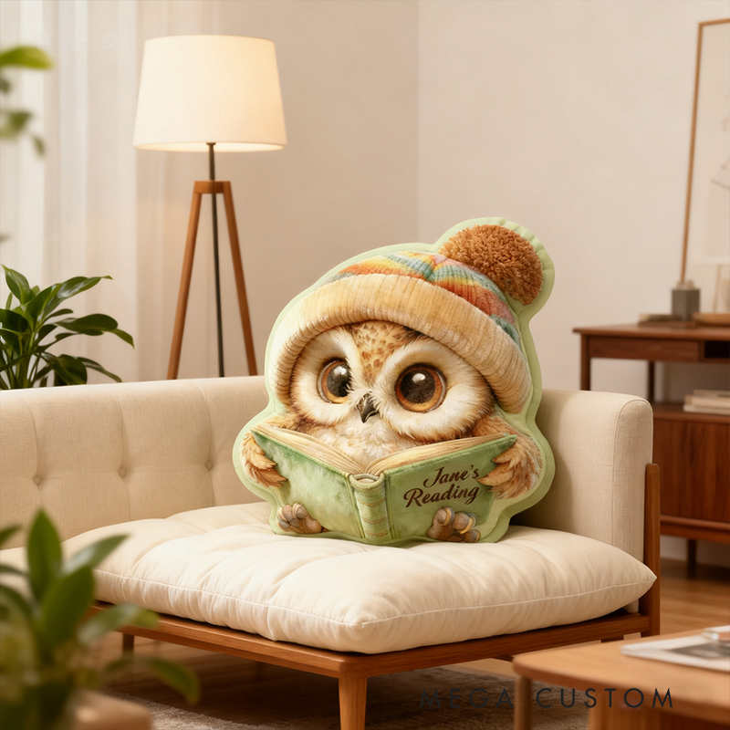 Personalized Funny Pillow Christmas Graphic 3D Print Owl's Reading Custom Name Gift for Reading Lovers