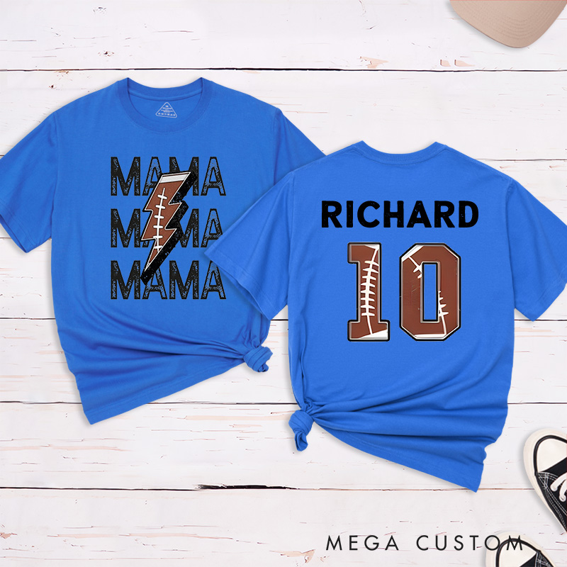Personalized American Football and Rugby Mama T-Shirts Featuring Custom Your Name – Personalized for Game Day Pride