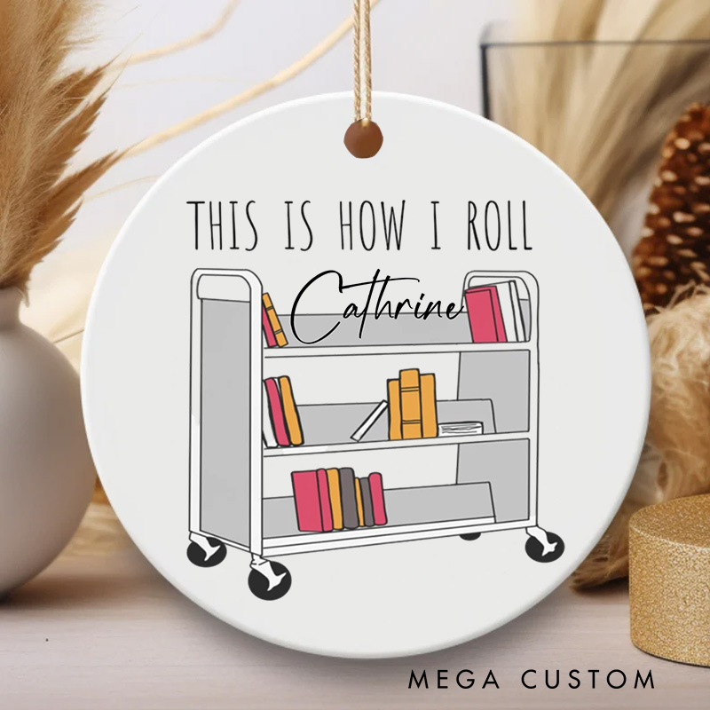 Personalized Library Christmas Ornament Custom Book Club Ornament Holiday Decor for Book Lovers Gift Librarian Gift