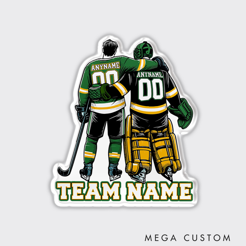 Personalized Hockey Friends Fridge Magnet with Custom Names and Numbers