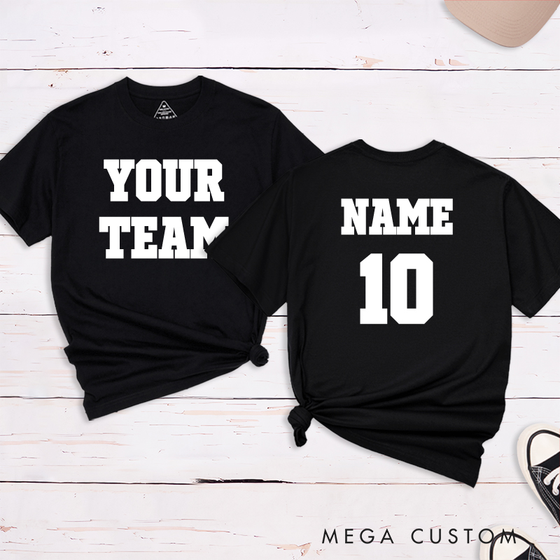 Personalized Sports T-Shirt with Custom Team Name and Player Name and Number 