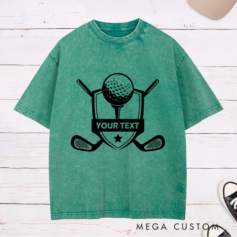 Personalized Golf Washed T-Shirt with Custom Message Unique Gift for Golfers Custom Golf Apparel for Men and Women