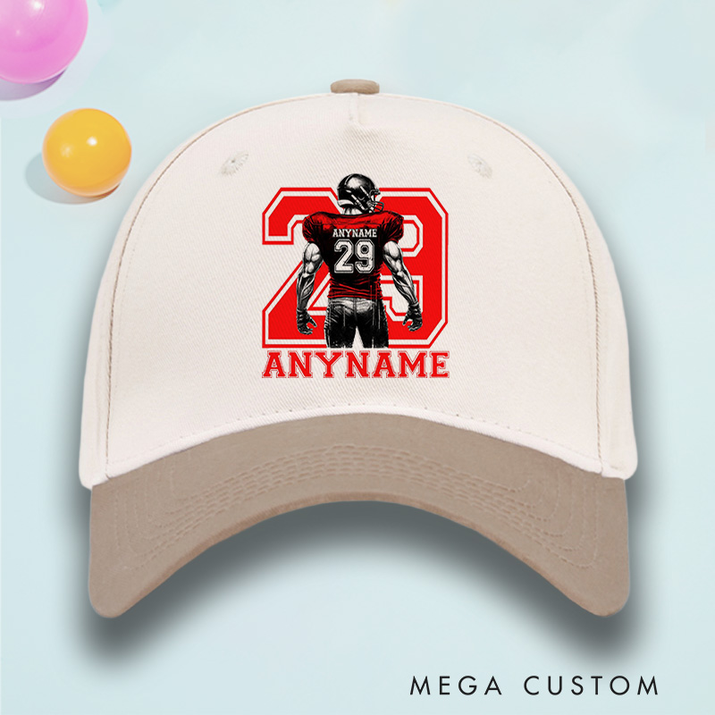 Personalized Football Cotton Two Tone Cap Custom Player Name and Number on the Back