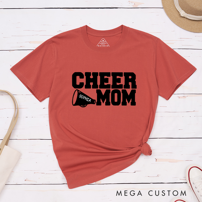 Personalized Cheer Mom T-Shirt with Custom Name