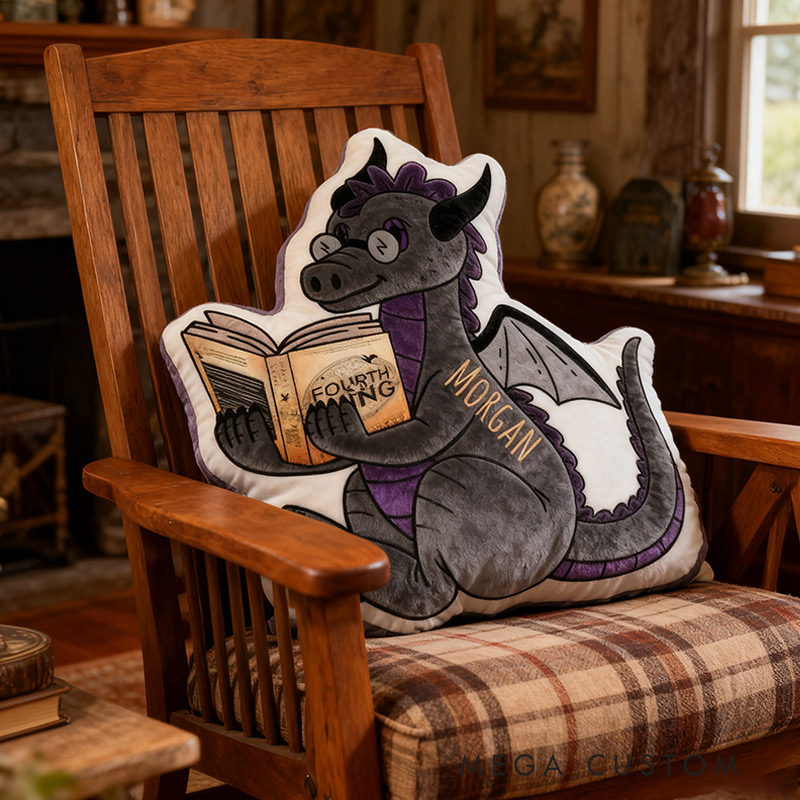 Personalized Funny Pillow Christmas Graphic 3D Print Dinosaur Reading Custom Name Gift for Reading Lovers