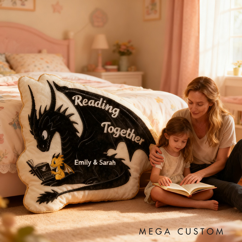 Personalized Funny Pillow Christmas Graphic 3D Print Reading Together Custom Name Gift for Reading Lovers