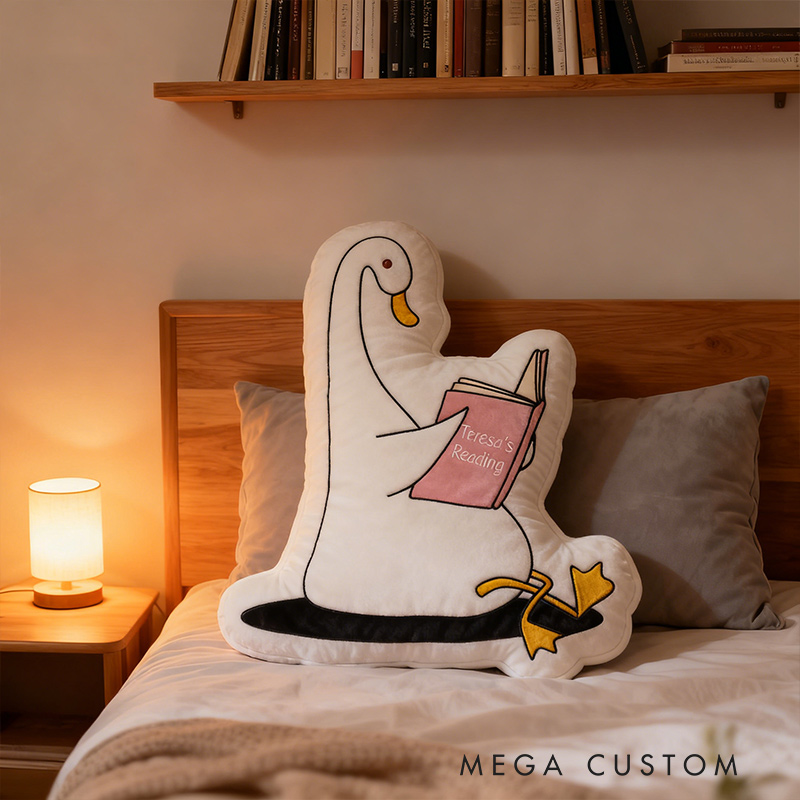 Personalized Funny Pillow Christmas Graphic 3D Print Goose Reading Custom Name Gift for Reading Lovers