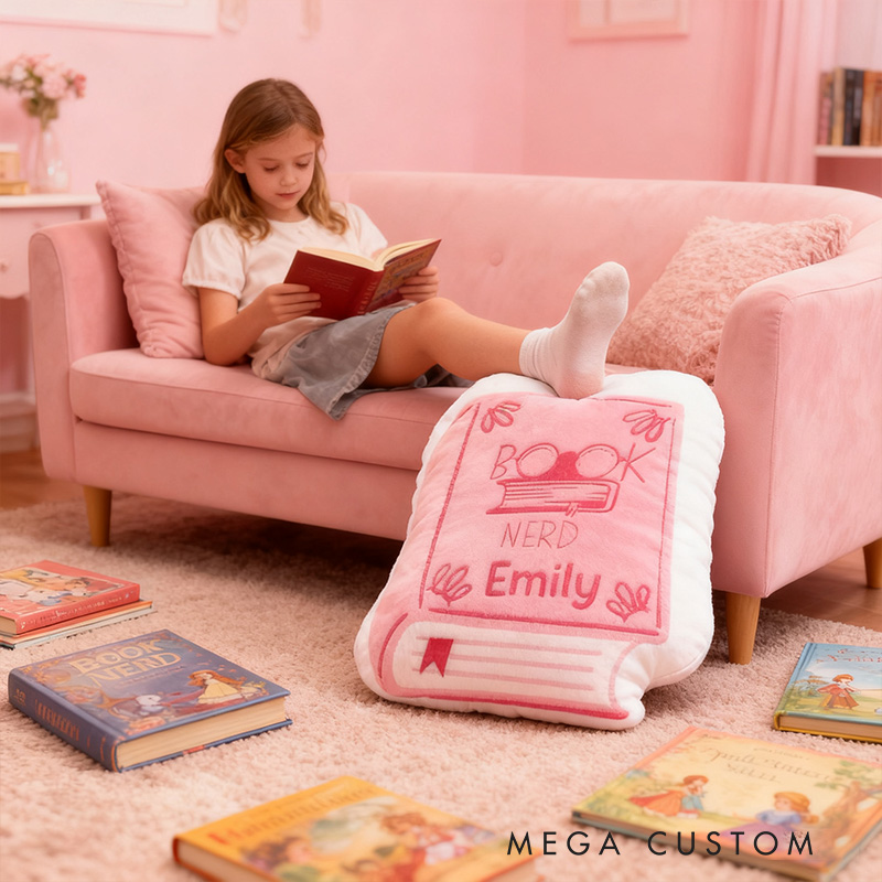 Personalized Funny Pillow Christmas Graphic 3D Print Book Nerd Custom Name Gift for Reading Lovers