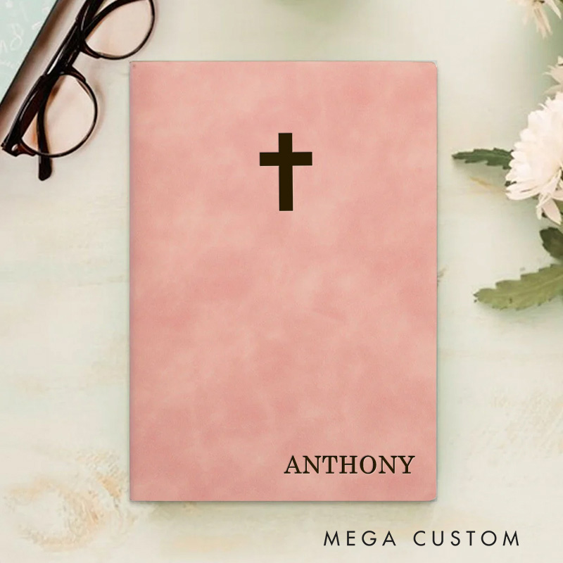 Personalized Cross Prayer Journal Leather A5 Notebook with Name Leather Priest Religious Journal Priest Gift for Catholic Christian Gifts for Men Women
