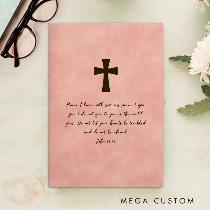 Personalized Cross and Bible Verse Prayer Journal Leather A5 Notebook with Name Faith Quote Birthday Gift Christmas Gift for Christians