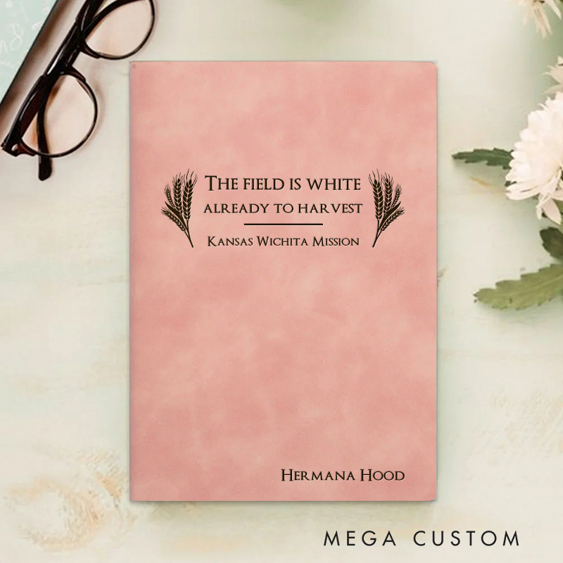 Personalized the Field is White Prayer Journal Leather A5 Notebook with Name Missionary Travel Journal for Men Women Christian Baptism Missionary Gift