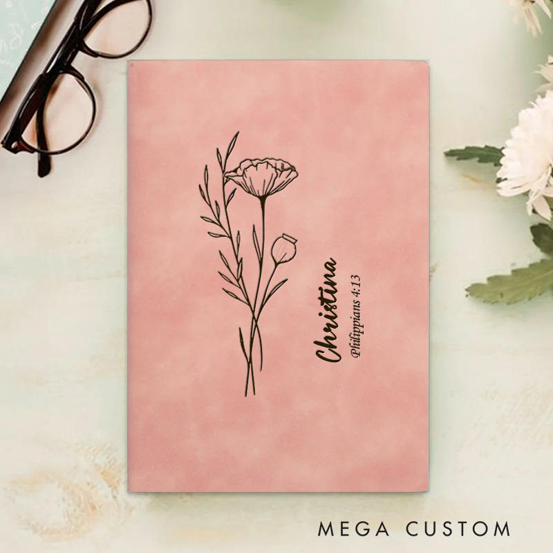 Personalized Floral Spiritual Journal A5 Notebook with Name Christian Notebook Graduation Gift Christmas Easter Gift for Women