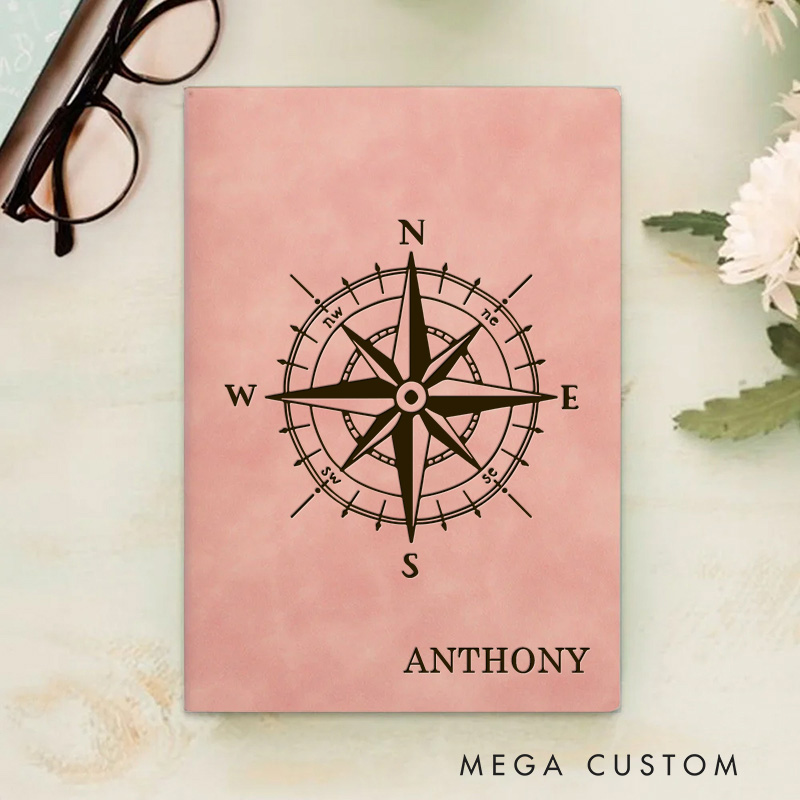 Personalized Compass Prayer Journal Leather A5 Notebook with Name Leather Priest Religious Journal Priest Gift for Catholic Christian Gifts Men Women