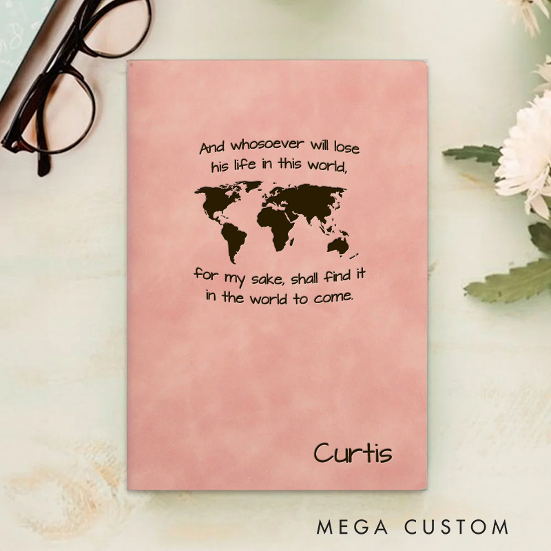 Personalized And Whosoever Will Lose Prayer Journal Leather A5 Notebook with Name Missionary Travel Journal Christian Baptism Gift Missionary Gift
