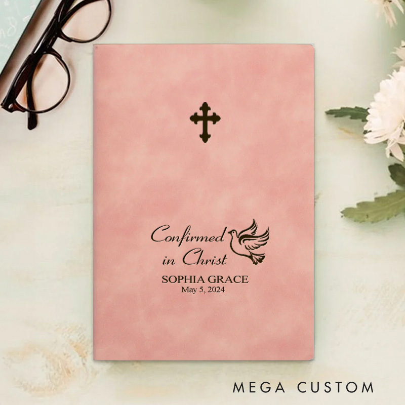 Personalized Holy Bible with Cross and Dove Prayer Journal A5 Notebook with Name and Date Religious Confirmation Gift for Men and Women Easter Gift