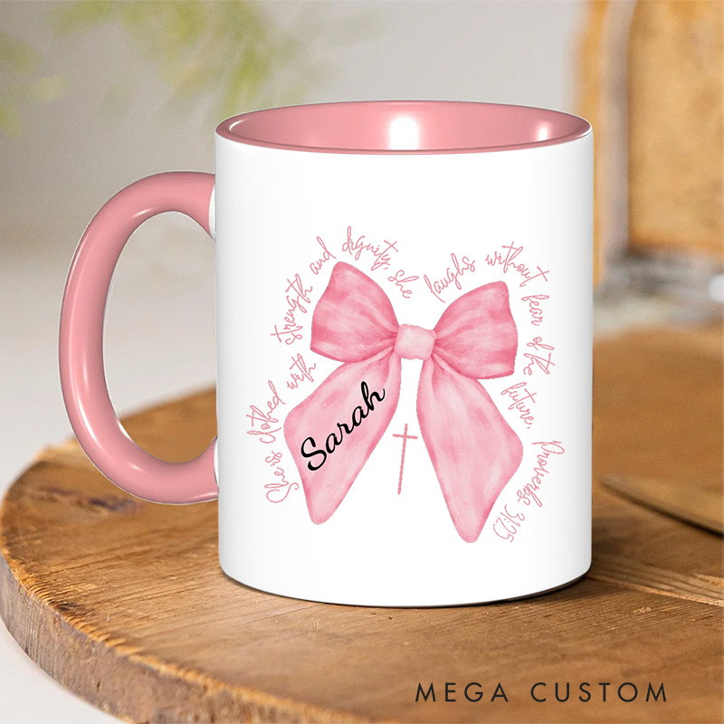 Personalized Watercolor Classic Inner Color Ceramic Mug with Name Birthday Christmas Gift for Christians Best Gift for Christians