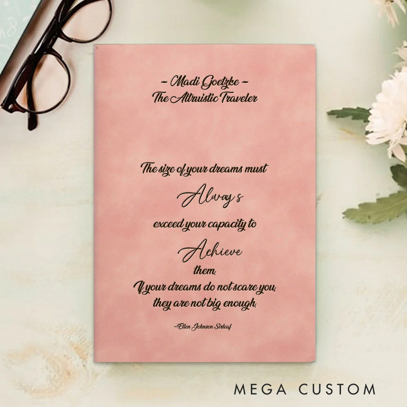 Personalized Ellen Johnson Sirleaf Quote Prayer Journal Leather A5 Notebook with Name Religious Bible Verse Journal Travel Notes Christian Gift