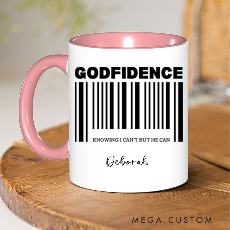 Personalized Christian Godfidence Coffee Mug with Name Birthday Religious Baptism Gift for Family Friends Christians