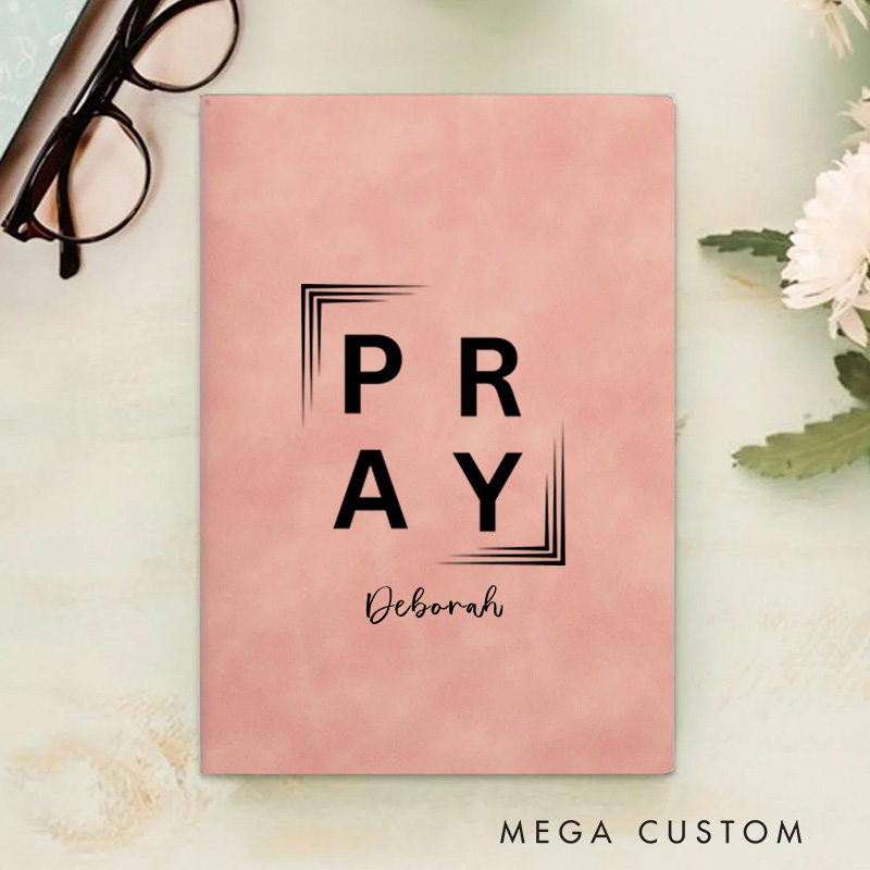 Personalized Multicolor Christian Theme Pray A5 Sheepskin Suede Notebook with Name Baptism Birthday Gift for Christians