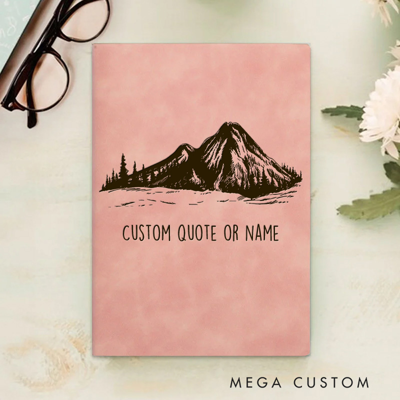 Personalized Mountain Bible Verse Journal Leather A5 Notebook with Name Religious Christian Quote Gift for Men Women Back to School Gift Church Gift