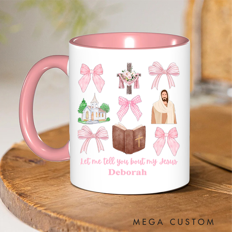 Personalized Cross Bible Jesus Bible Verse Christian Inner Color Ceramic Mug with Name Religious Gift Birthday Gift for Christian