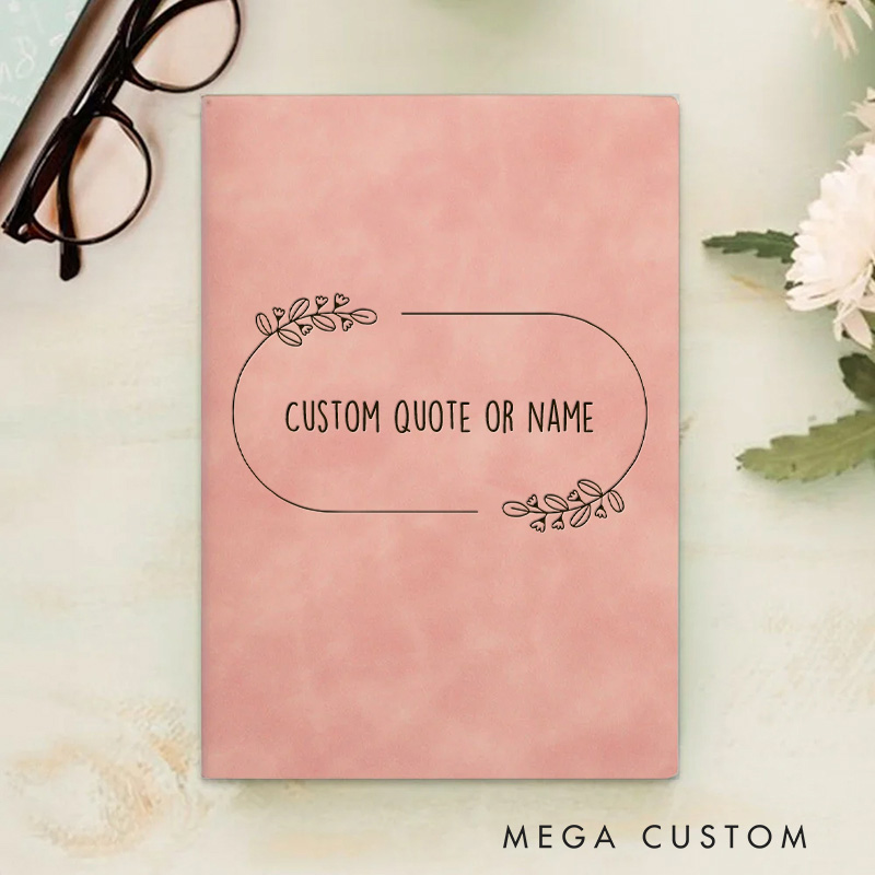 Personalized Floral Frame Bible Verse Journal Leather A5 Notebook with Name Religious Christian Quote Gift Back to School Gift Church Gift for Her