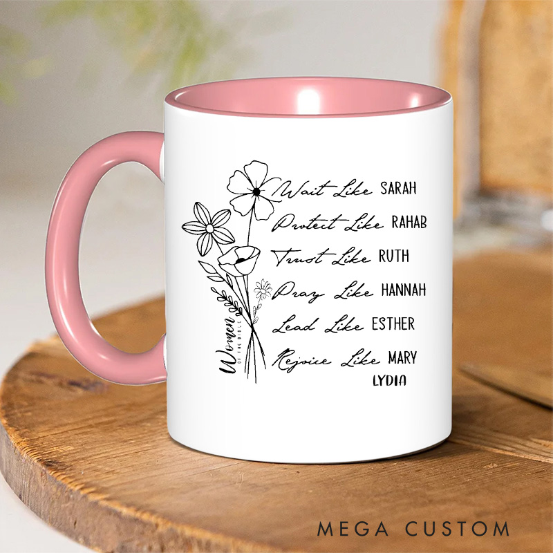 Personalized Women of the Bible Ceramic Inner Color Mug Bible Verse Mug with Name Gift of Faith Spiritual Birthday Gift for Women