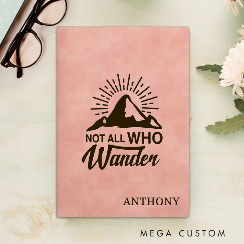 Personalized Not All Who Wander Prayer Journal Leather A5 Notebook with Name Leather Priest Religious Journal Priest Gift for Catholic Christian Gifts