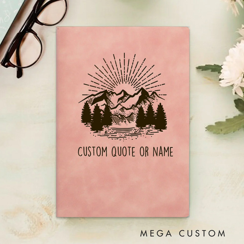 Personalized Mountain and Sunrise Bible Verse Journal Leather A5 Notebook with Name Religious Christian Quote Gift Back to School Gift Church Gift