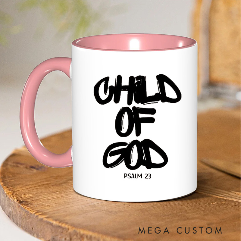 Personalized Child of God Ceramic Inner Color Mug with Name Graffiti Style Bible Verse Ceramic Mug Religious Gift Birthday Gift for Christians