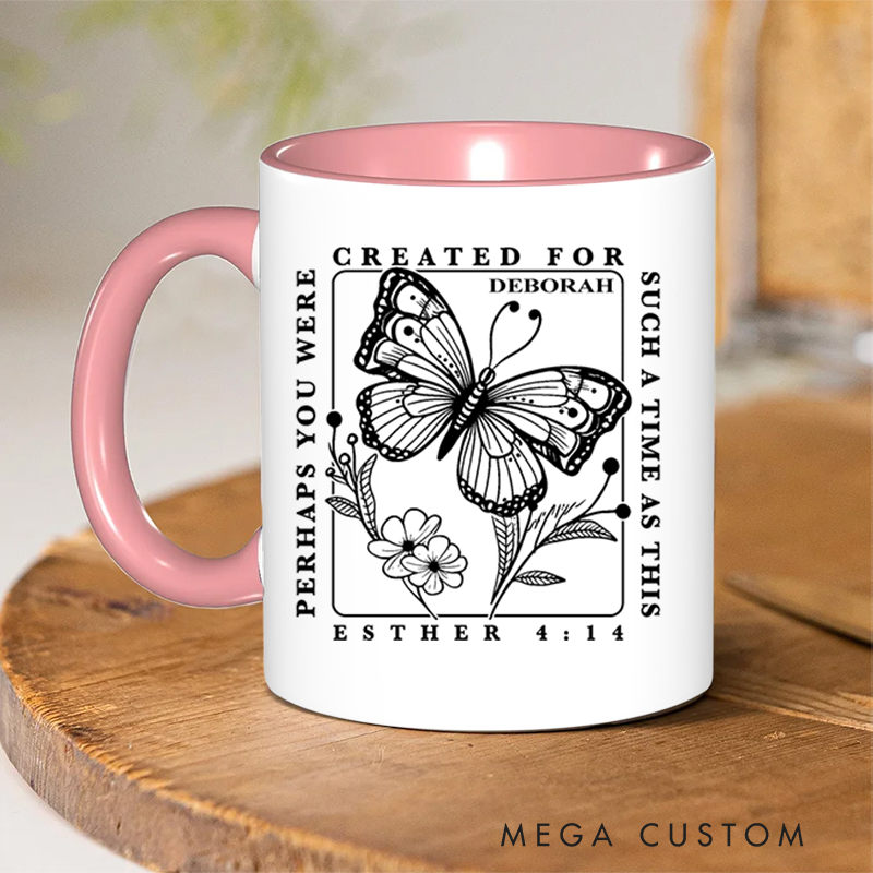 Personalized Esther 4:14 Bible Verse Inner Color Ceramic Mug with Name Birthday Christmas Gift for Christians 