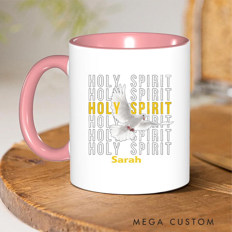Personalized Holy Spirit Bible Verse Inner Color Ceramic Mug with Name Birthday Religious Inspirational Gift for Christian