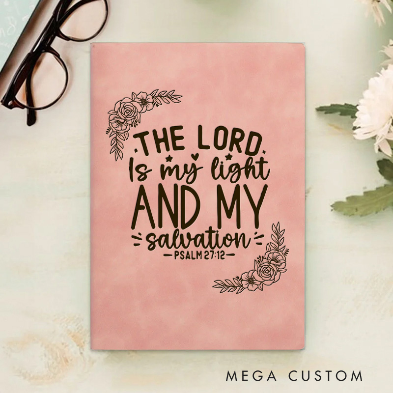 Personalized the Lord is My Light Prayer Journal Leather A5 Encouraging Faith Notebook Custom Inspirational Quote Journal Religious Christian Gift