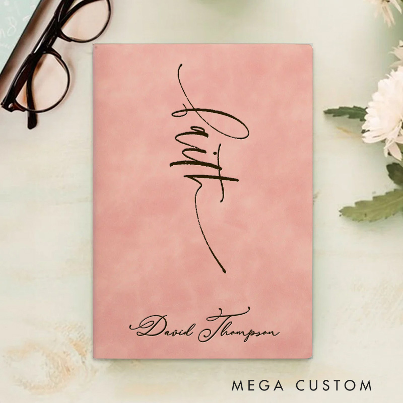 Personalized Faith Prayer Journal Leather A5 Notebook with Name Religious Goal Journal for Men and Women Baptism Gift Christmas Gift for Christian