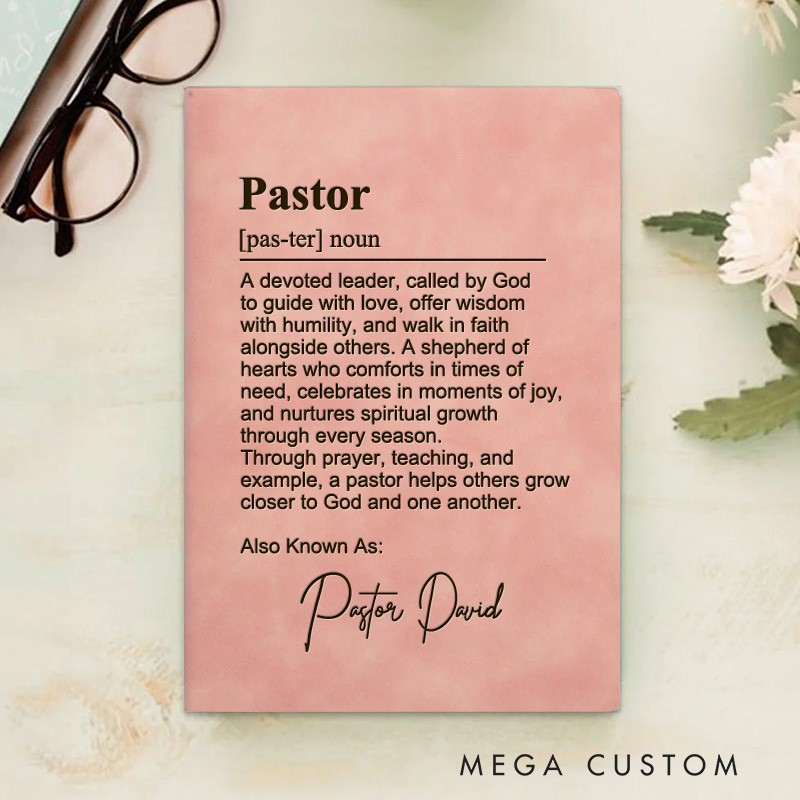 Personalized Pastor Journal Leather A5 Notebook with Name Custom Pastor Appreciation Gift Pastor Anniversary Gift New Pastor Gift Pastor Leaving Gift