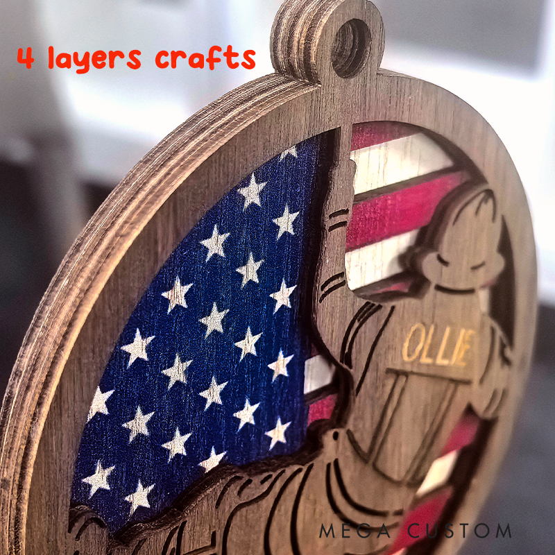 Personalized Wooden Firefighter Ornament First Responder Christmas Gift Wood Ornament