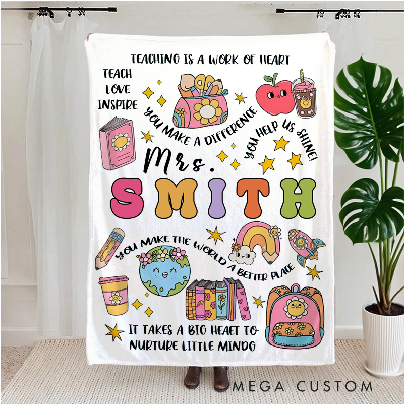 Personalized Teacher Blanket Teaching Is a Work of Heart Design Teacher Blanket Gift for Teacher