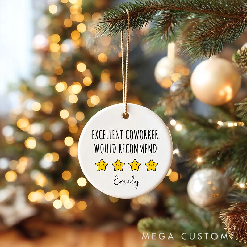 Personalized  Christmas Ornament with Excellent Coworker Would Recommend Design Gift for Coworkers
