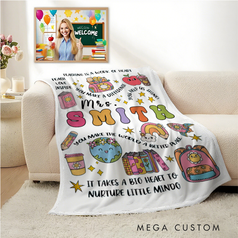 Personalized Teacher Blanket Teaching Is a Work of Heart Design Teacher Blanket Gift for Teacher