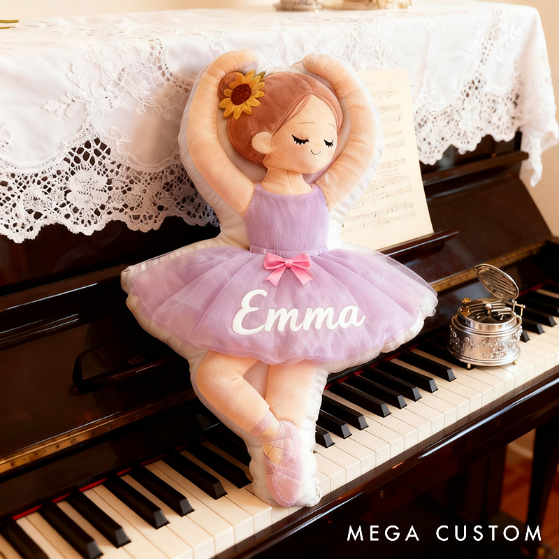 Personalized Graphic 3D Print Ballet Dancers Girls Pillow with Your Name Soft Stuffed Toy for Kids Unique Decorative Cushion for Girls' Room