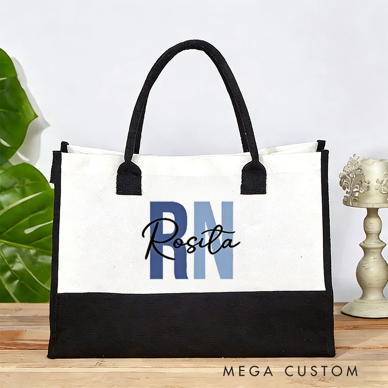 Personalized RN Nurse Tote Bag Custom Name Bag Thoughtful Gift for RN Nurses