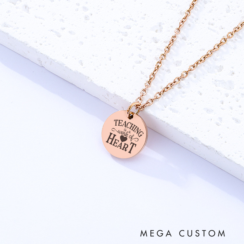 Personalized Teacher Engraved Necklace Teaching Is a Work of Heart Design Necklace Thank You Gift for Teachers