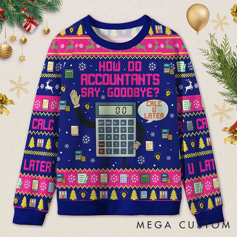 Personalized Accounting Hilarious Greeting Ugly Christmas Sweater Funny Financial Gift for Accountants