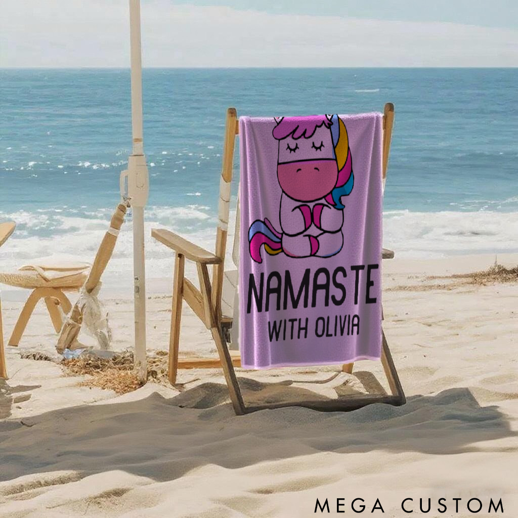 Personalized Unicorn Yoga Beach Towel Yoga Towel Perfect for Beach, Yoga, Swimming, and Hiking Adventures