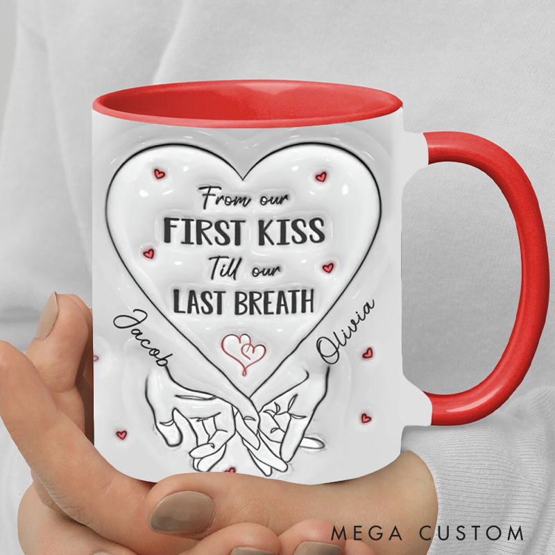 Personalized From Our First Kiss Till Our Last Breath Couple Matching Mugs Anniversary Gift Mugs For Couple 