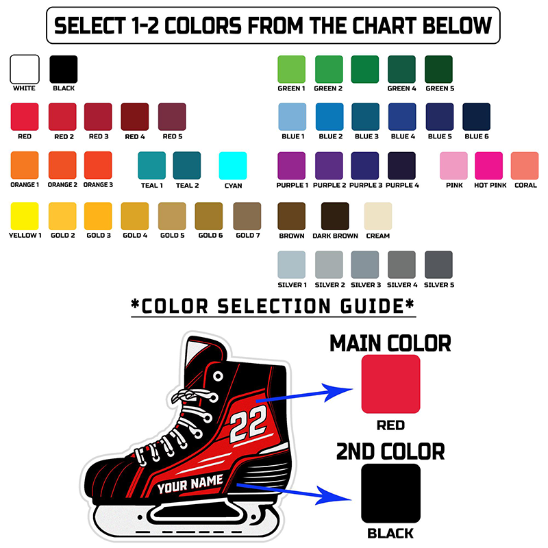 Personalized Hockey Skate Sticker with Custom Name and Number